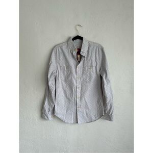 Merona Man Gray/White Poko Dots 100% Cotton Button Down Shirt Size Small